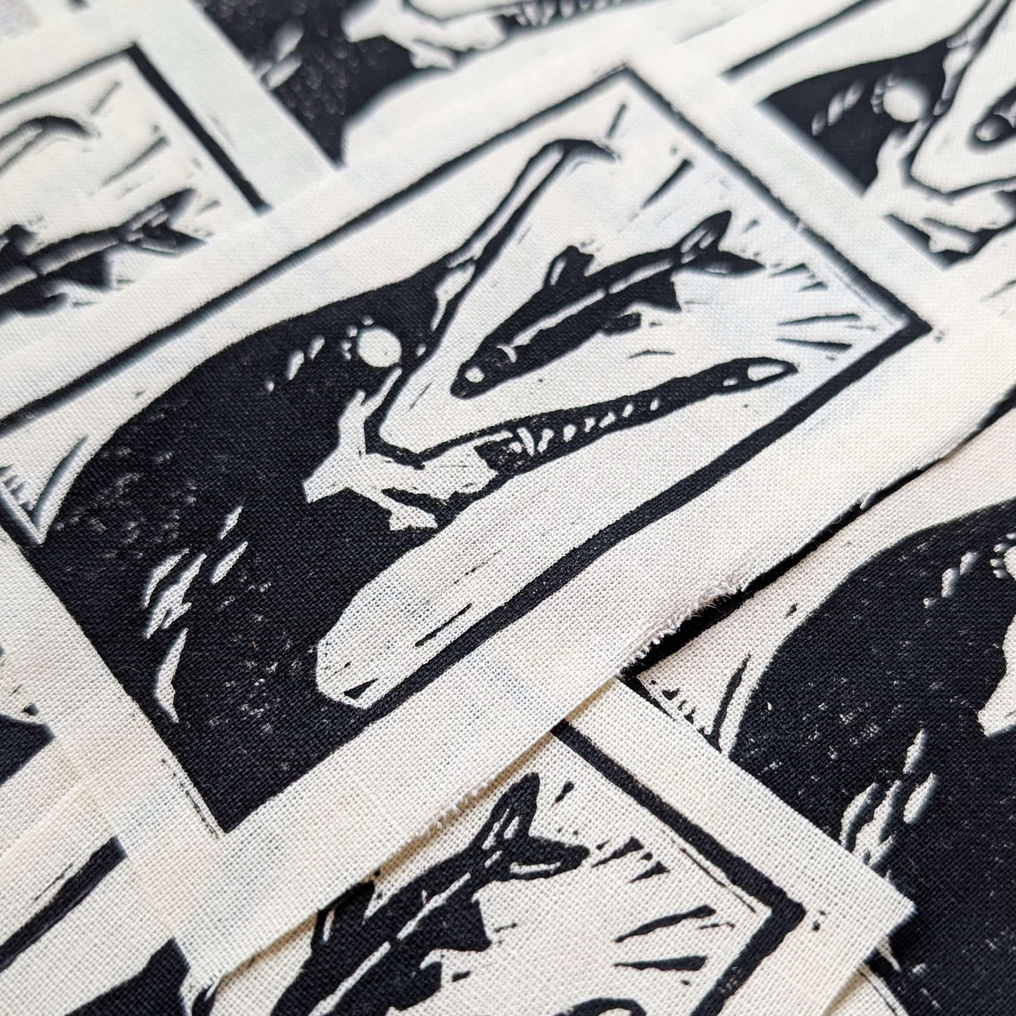 Cormorant Blockprint Patch