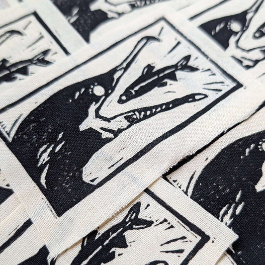 Cormorant Blockprint Patch