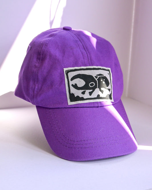 Upcycled Dad Hat: Purple Beetle