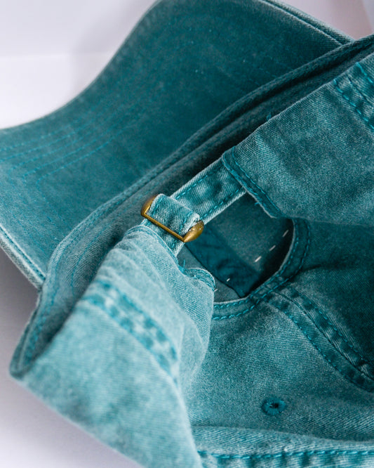 Upcycled Dad Hat: Teal Beetle