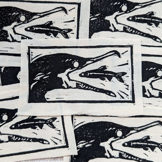 Cormorant Blockprint Patch