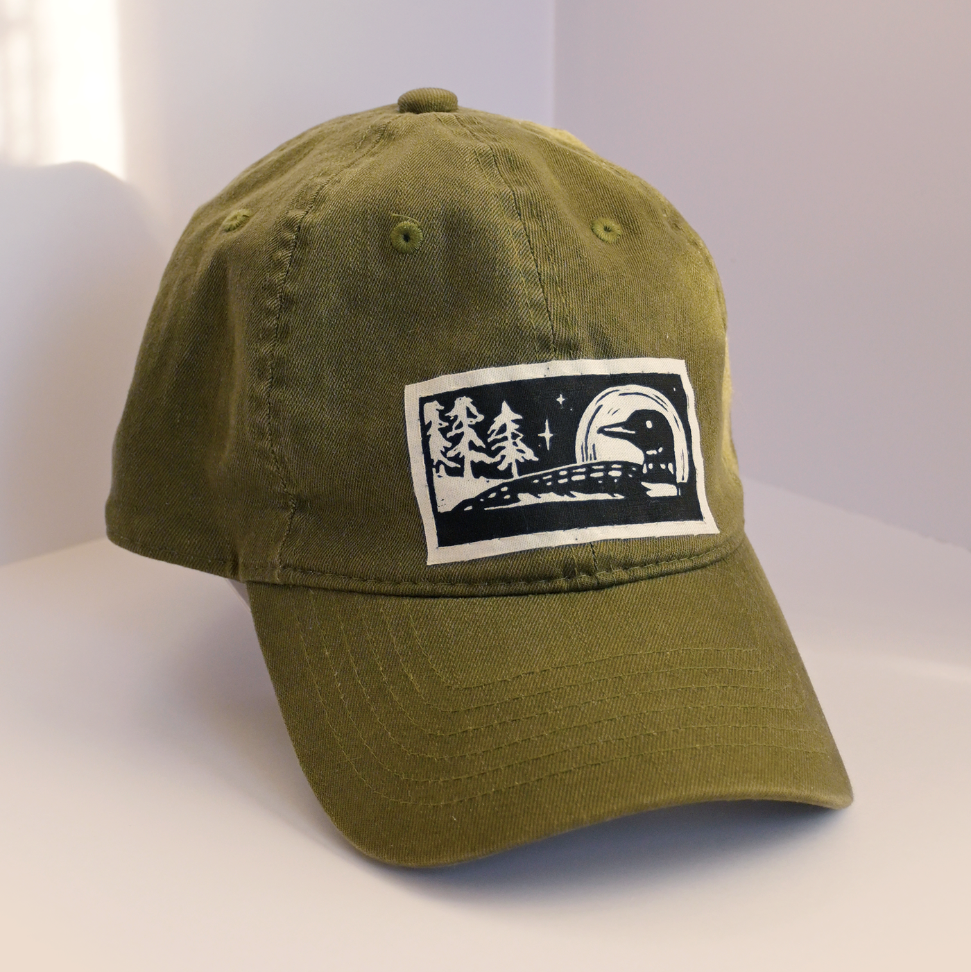 Upcycled Dad Hat: Green Loon