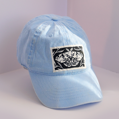 Upcycled Dad Hat: Light Blue Moth