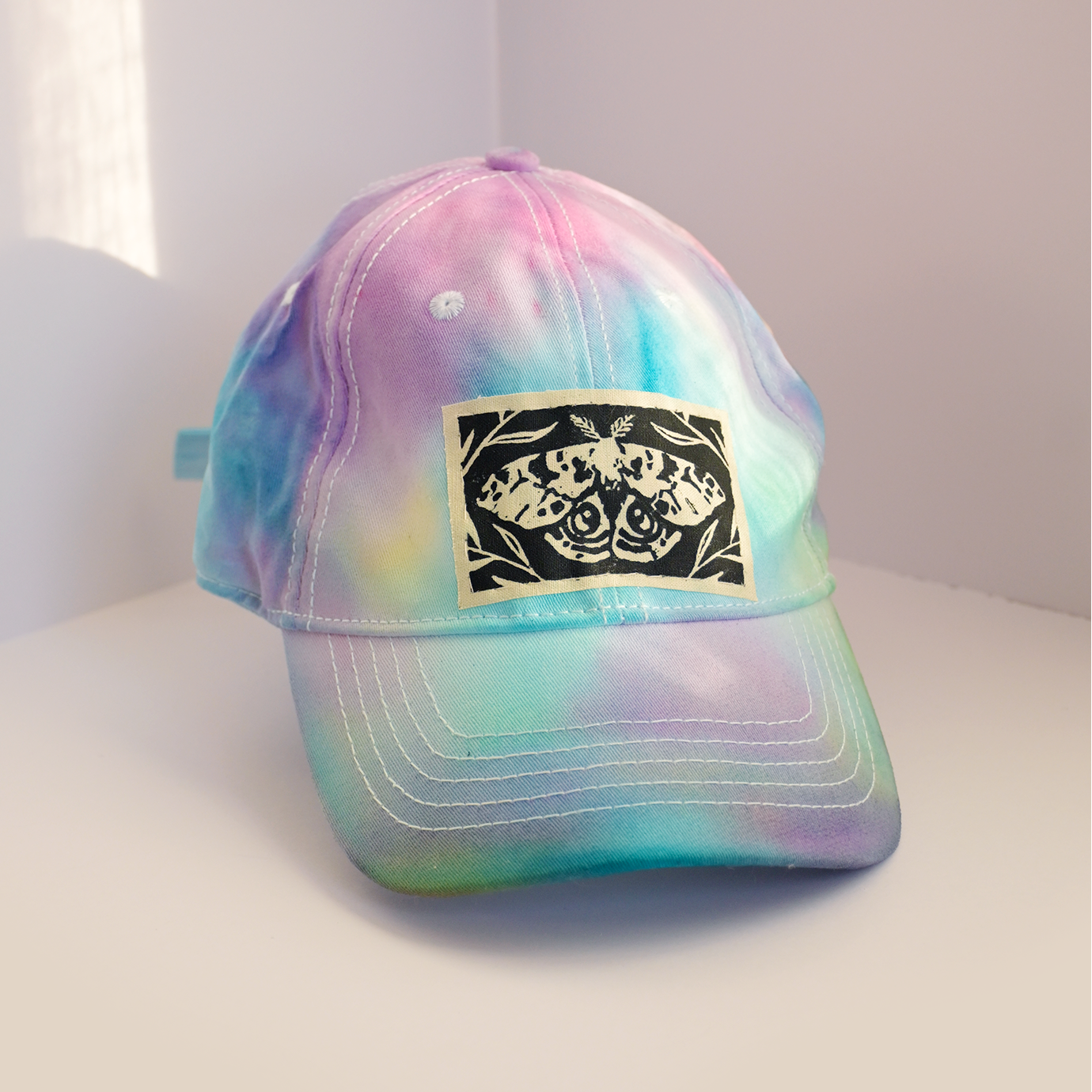 Upcycled Dad Hat: Tye-dye Moth