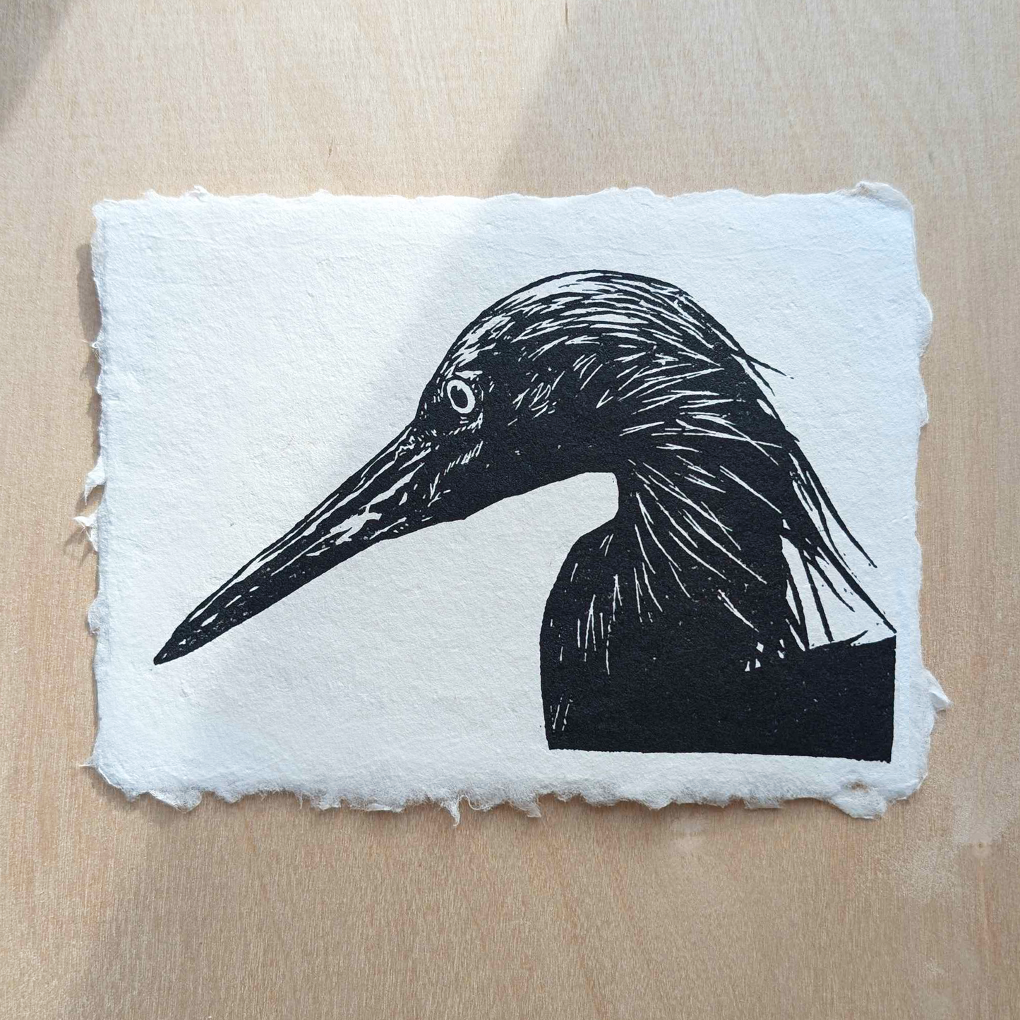 Handmade Egret Block Print