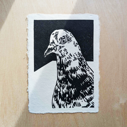 Handmade Light Pigeon Block Print