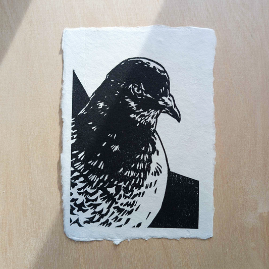 Handmade Dark Pigeon Block Print