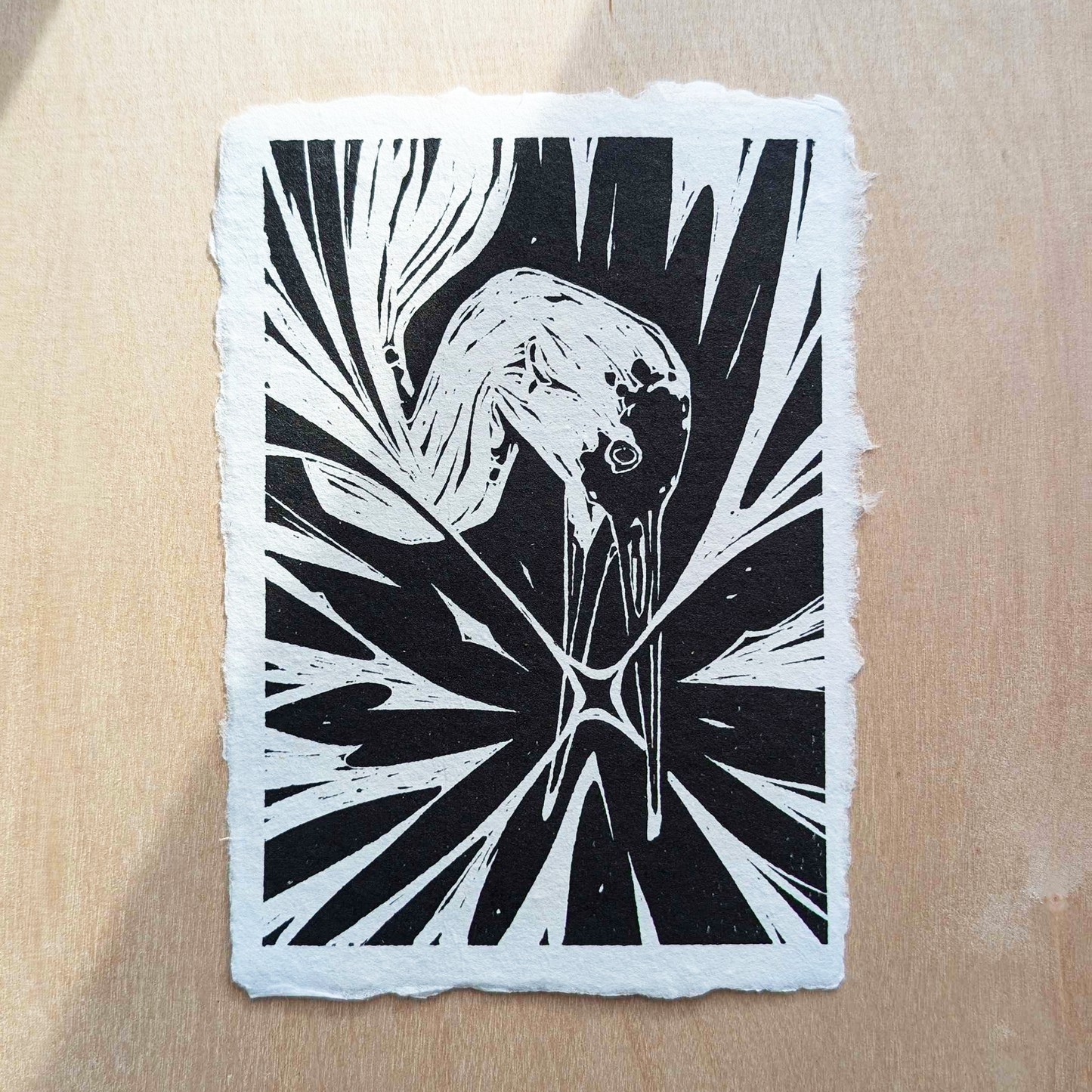 Handmade Sandhill Crane Block Print