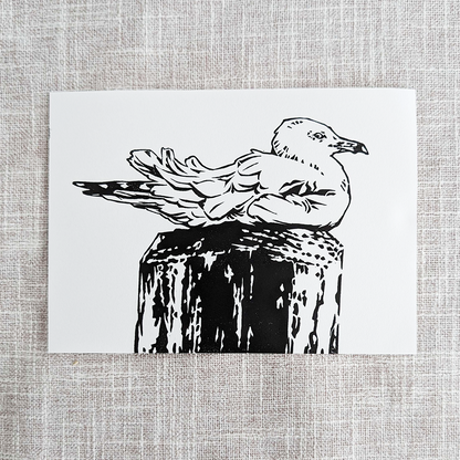 Handmade Ring-billed Gull Block Print