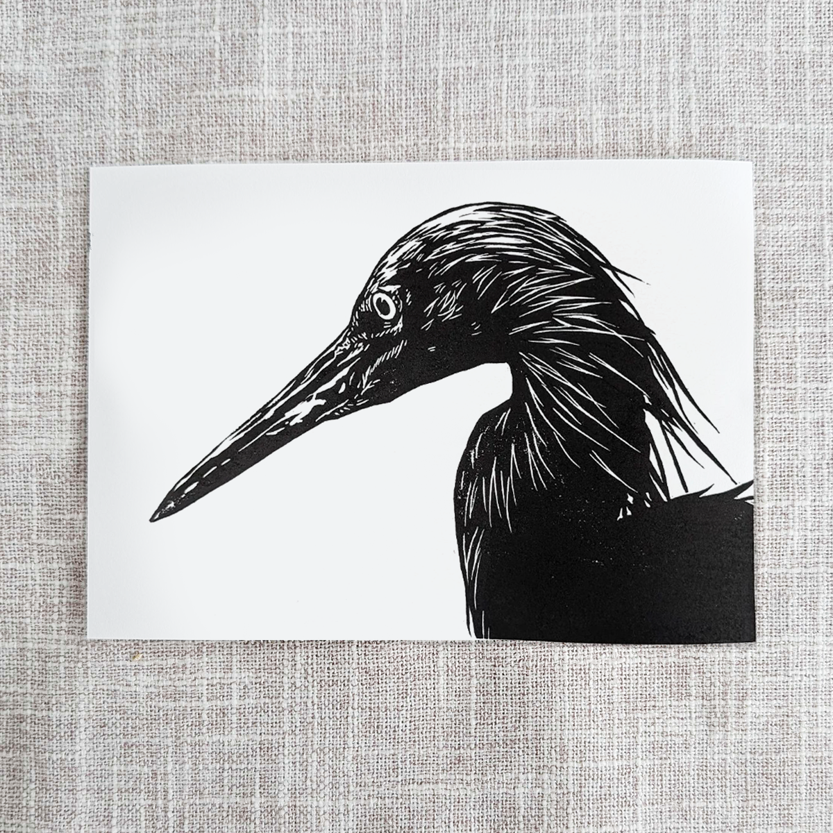 Handmade Egret Block Print