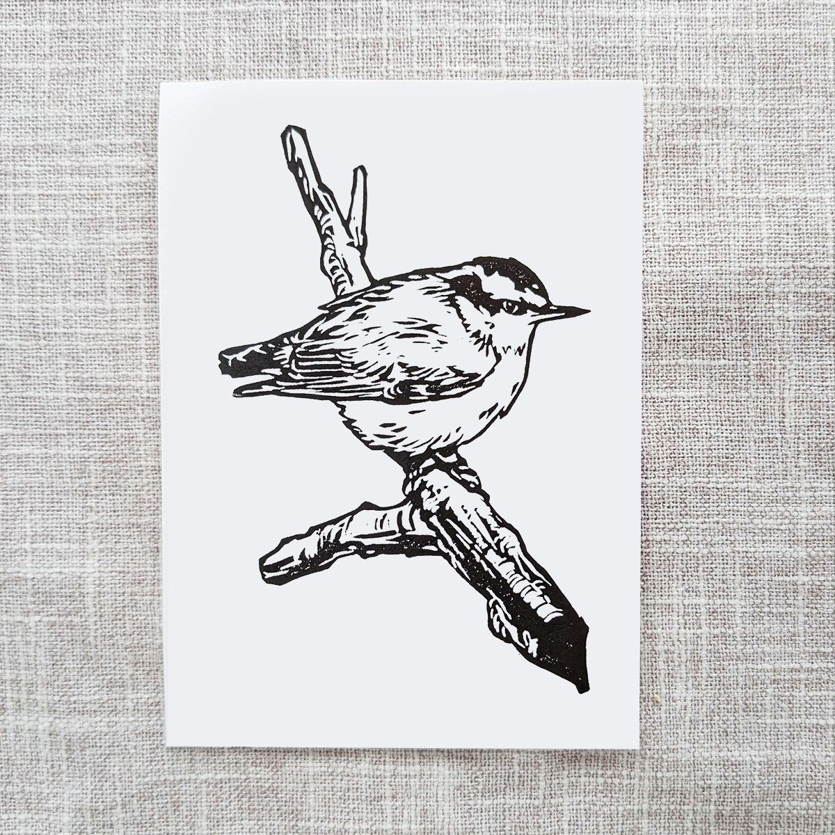 Handmade Nuthatch Block Print