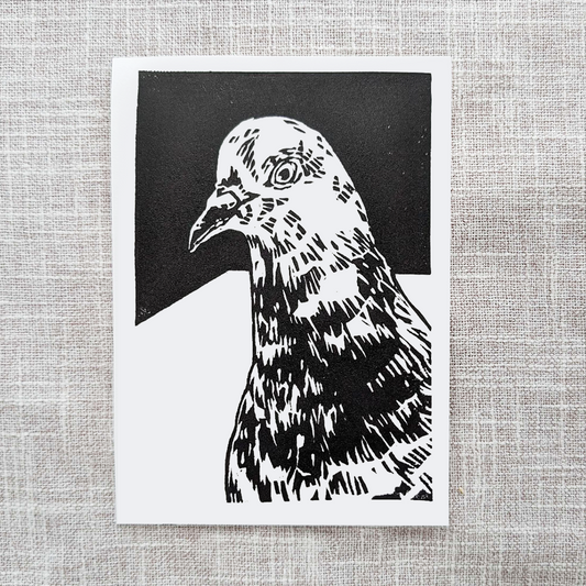 Handmade Light Pigeon Block Print