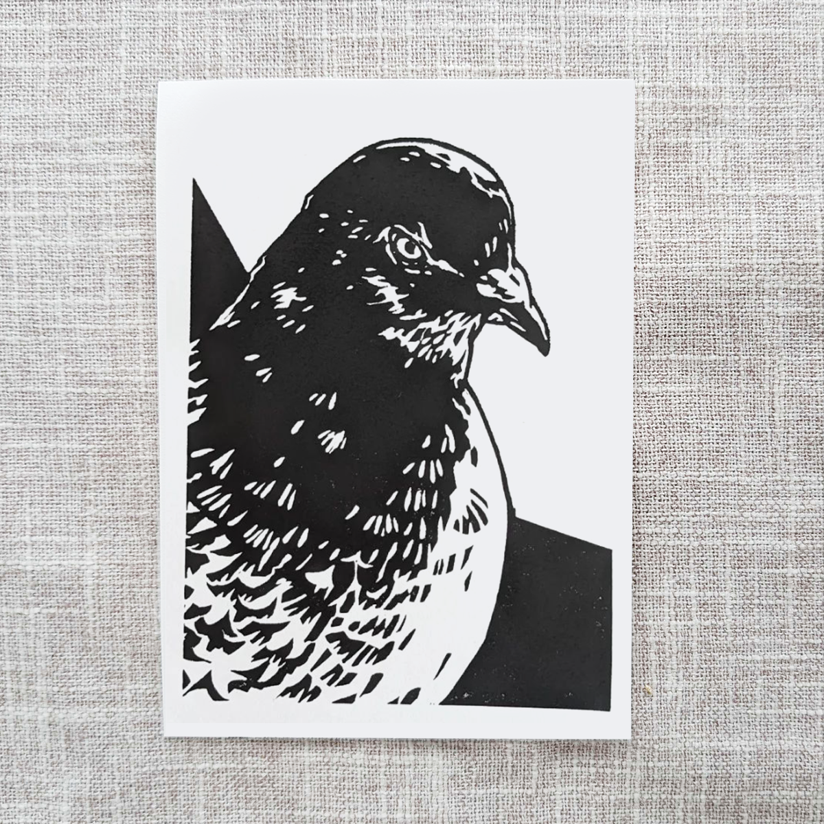 Handmade Dark Pigeon Block Print