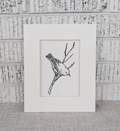 Handmade Warbler Block Print