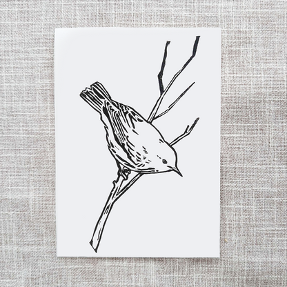 Handmade Warbler Block Print