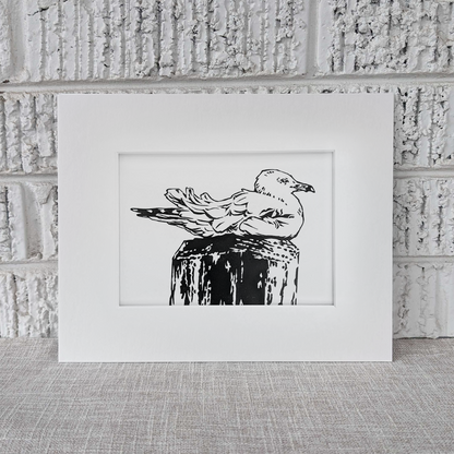 Handmade Ring-billed Gull Block Print